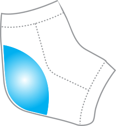Diagram of the gel lining used in the heel.