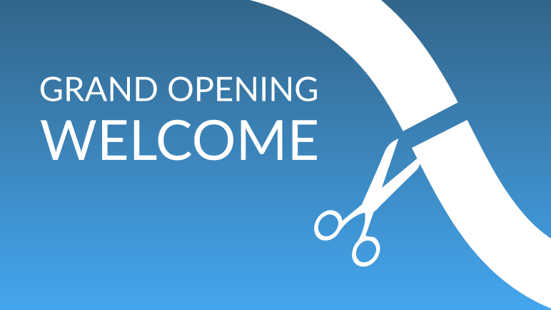 Flat material image of a ribbon being cut by scissors for a grand opening.